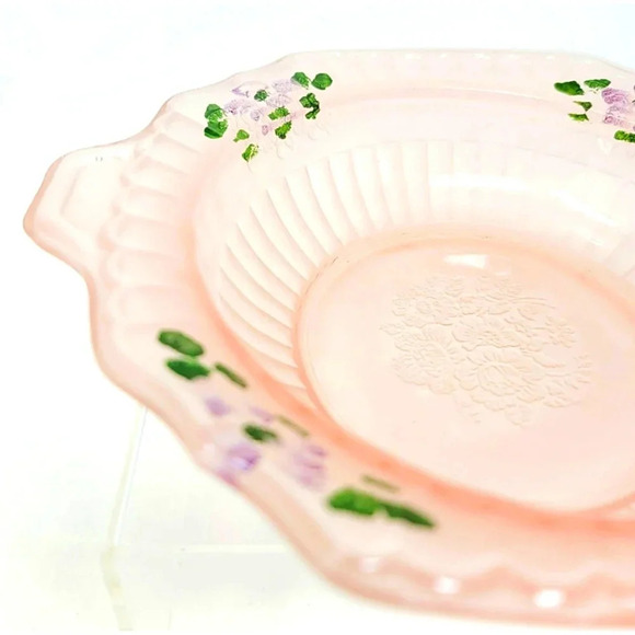 Vintage Anchor Hocking Mayfair Open Rose Pink Satin Small Bowl - Picture 6 of 10